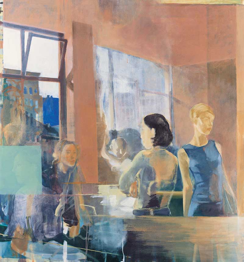 Markus Draese: "Schwarz-Sauer (blaues Haus)", 1996, Öl auf Leinwand